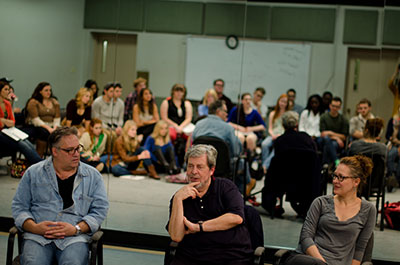 Jim Price, Tony Walton and Kaitlin Hopkins in a Masterclass Photo courtesy of Texas State University. 