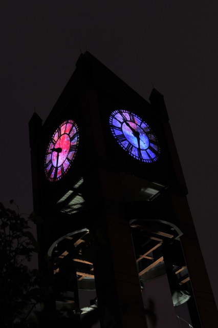 What Time is It? "Roller Coaster" and "Voyager Golden Record" Clock Faces illuminated                                          Photo Credit:  Jimmy Hemphill.