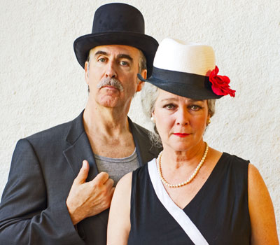 Stephani Dunnam and Bill Jenkins in Wingspan Theatre Company's production of Happy Days by Samuel Beckett.  Photo by Lowell Sargeant.