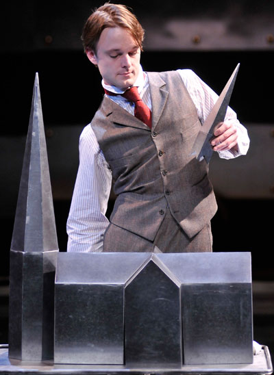 Jay Sullivan as Merrick in the Alley Theatre’s 2013 production of The Elephant Man. Photo by Jann Whaley.