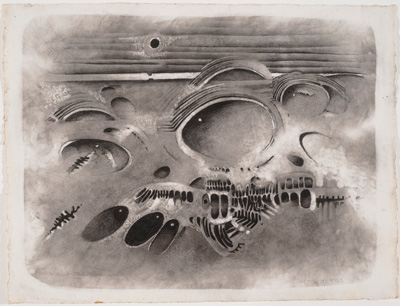Lee Bontecou Untitled, 1963 Graphite and soot on paper 10 x 13 inches Collection of the artist  © 2013 Lee Bontecou Photo: Paul Hester.