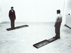 Franz Erhard Walther Standing Piece in Two Sections, 1975 Sheet iron Overall (each section): 3 1/8 x 81 1/8 x 13 3/4 in. (7.94 cm x 2 m 6.06 cm x 34.93 cm) Dallas Museum of Art, DMA/amfAR Benefit Auction Fund