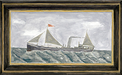 Francesca Fuchs Framed Painting: Boat, 2012 Acrylic on canvas over board, 19 x 31 Courtesy of the artist.