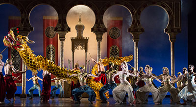 Artists of the Houston Ballet in David Bintley's Aladdin. Photo by Amitava Sarkar.