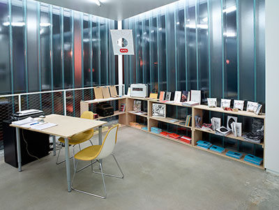 Antena desk and kite by Sueyeun Juliette Lee, Antena @ Blaffer, Blaffer Art Museum, Houston Photography: Thomas DuBrock; Courtesy Blaffer Art Museum.