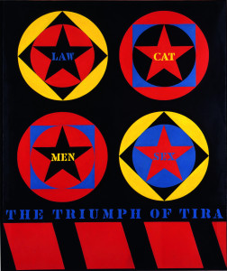 Robert Indiana, The Triumph of Tira, 1960-61. Oil on canvas. Sheldon Museum of Art, University of Nebraska–Lincoln, NAA-Nelle Cochrane Woods Memorial. ©2014 Morgan Art Foundation, Artists Rights Society (ARS), New York