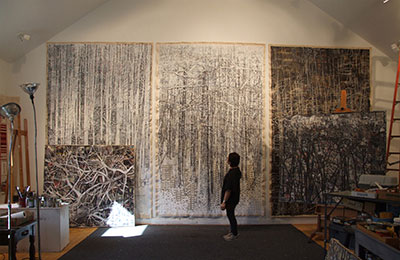 Lydia Bodnar-Balahutrak in her studio. Photo courtesy of the Beeville Art Museum.