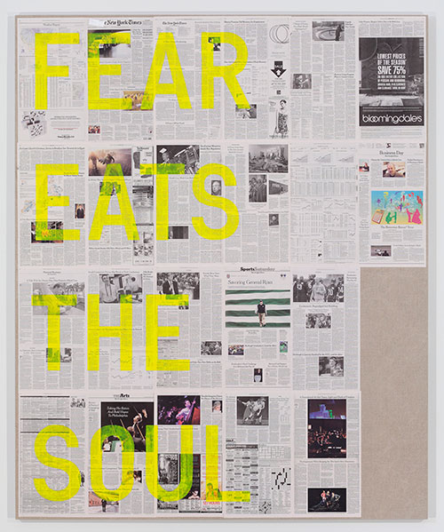 Rirkrit Tiravanija untitled 2011 (fear eats the soul, january 8, 2011 - january 14, 2011), 2011 Acrylic on newsprint on canvas 7 panels: 86 x 72 inches (218.4 x 182.9 cm) each Courtesy of the artist and Gavin Brown’s enterprise, New York