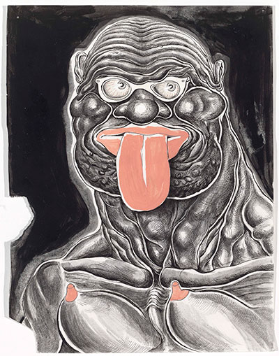 Trenton Doyle Hancock Self-Portrait with Tongue, 2010 Acrylic, mixed media on paper 16 x 13 ½ inches Courtesy the artist and James Cohan Gallery, New York 