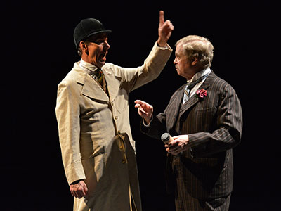 Chamblee Ferguson and  Kieran Connolly in Dallas Theater Center’s Sherlock Holmes. Photo by Karen Almond.