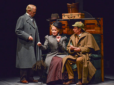 Kieran Connolly, Jessica D. Turner, Chamblee Ferguson in Dallas Theater Center’s Sherlock Holmes. Photo by Karen Almond.