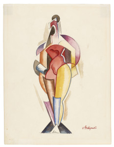 Alexander Archipenko, Women II, 1922, watercolor, graphite, and pencil on paper, the Museum of Fine Arts, Houston, gift of the Archipenko Collection. On view in Alexander Archipenko: The Berlin Drawings at the MFAH. © 2014 Estate of Alexander Archipenko / Artists Rights Society (ARS), New York