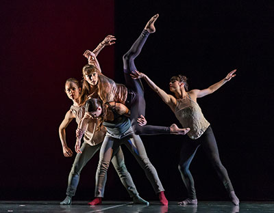 Grace Morton, Ashley Lynn, Oren Porterfield and Michelle Thompson The Space Between by James Gregg as part of New American Talent at Ballet Austin. Photo by Tony Spielberg.