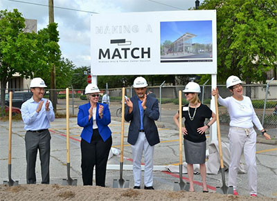 George Levan, Mayor Annise Parker, Garnet Coleman, Emily Todd, Ann Stern at the groundbreaking for the MATCH in Houston.