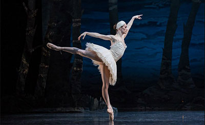 Sara Webb in Houston Ballet's production of Swan Lake Photo by Amitava Sarkar.