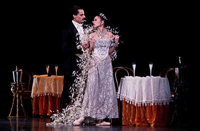 Amy Fote and Simon Ballet in the Houston Ballet production of The Merry Widow. Photo by Amitava Sarkar.