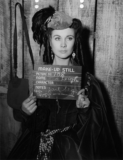 Makeup still of Vivien Leigh in Gone With The Wind. Image courtesy Harry Ransom Center.