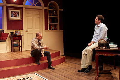 Philip Lehl and Justin Doran in Stark Naked Theatre's production of The God Game. Photo by Gabriella Nissen.