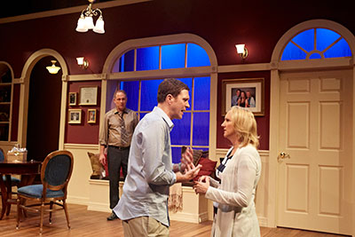 Philip Lehl , Justin Doran  and Kim Tobin-Lehl in  Stark Naked Theatre's production of The God Game. Photo by Gabriella Nissen.