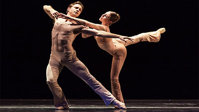 Ian Casady and Jessica Collado in Stanton Welch's  Sons de L’ame). Photo by Sébastien Mathé, courtesy of Houston Ballet. 