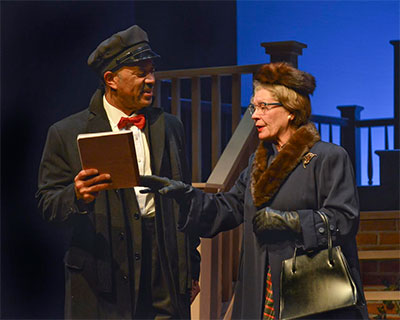 Annalee Jefferies and Hassan El-Amin in Dallas Theater Center's production of Driving Miss Daisy. Photo by Karen Almond.