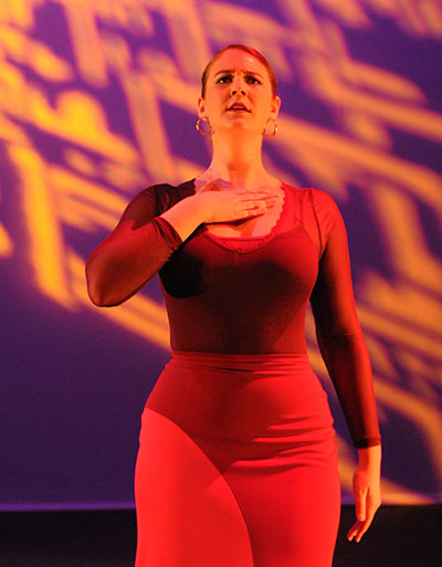 Claire Spera in the January 2014 Austin premiere of A’lante Flamenco Dance Ensemble’s Prophecies. Photo by Pete Flaig. 