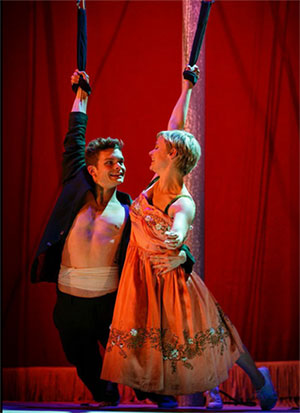 Andrew Durand and Patrycja Kujawska in Kneehigh’s Tristan & Yseult. Photo by Steve Tanner.