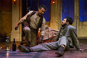 Shawn Hamilton and Ross Bautsch in the Stages Repertory Theatre production of The Whipping Man. Photo by Bruce Bennett.