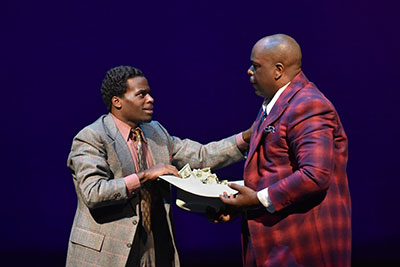 Cedric Neal and J. Bernard Calloway in Dallas Theater Center's production of Stagger Lee.  Photo by Karen Almond.