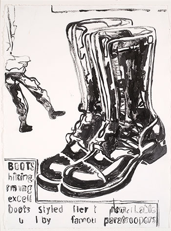 Andy Warhol, Untitled (Boots), 1986. Acrylic on paper. Promised gift of Lesley Wenger and Bob Anderson. © Andy Warhol Foundation for the Visual Arts/Artists Rights Society (ARS), New York.