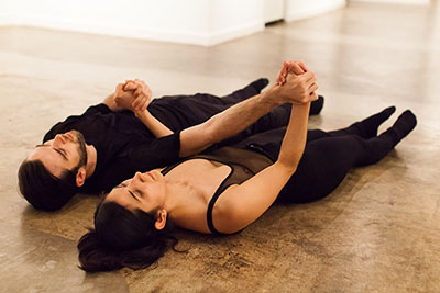 Connor Walsh and Laura Gutierrez in BARE at Nicole Longnecker Gallery. Photo by Lynne Lane. 