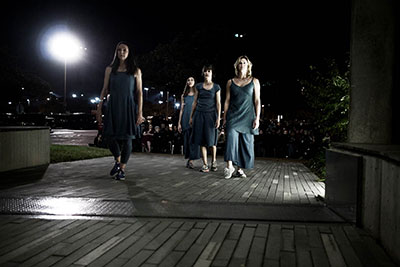 Leslie Scates, Karen Stokes, Teresa Chapman and Becky Valls in 021 Urban Songline at Blaffer Art Museum. Photo by Lynn Lane. 