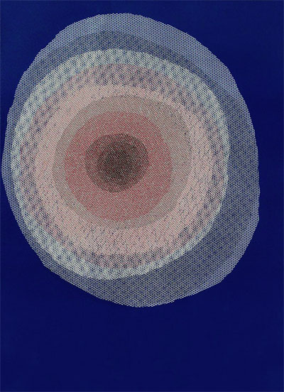 Orna Feinstein, Ring Series #398, 2014. Monoprint on archival paper, 30 x 22 inches. Courtesy Anya Tish Gallery and the artist.