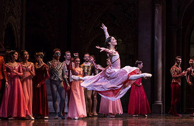 Karina Gonzalez and artists of Houston Ballet  in Stanton Welch's Romeo and Juliet. Photo by Amitava Sarkar.