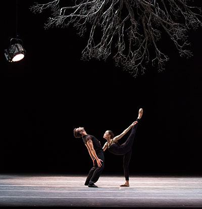 Lia Cirio and Paulo Arrais in the Boston Ballet production of Jiri Kylian's Wings of Wax. Photo by Rosalie O'Connor, courtesy of Boston Ballet.