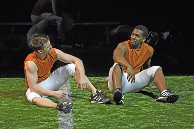 Alex Stoll and Khris Davis in DTC's Colossal.  Photo by Karen Almond.