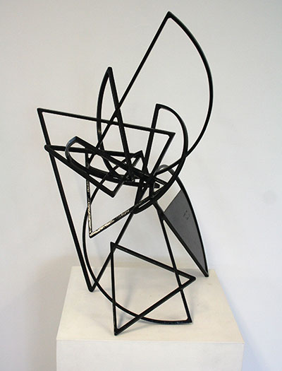 Mac Whitney, Manzano, 2006, black painted steel, 27" x 15" x 18", Gallery Sonja Roesch.