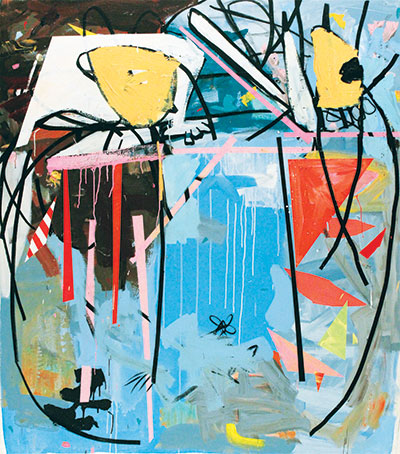 Howard Sherman, Gradeschool headshot, 2013. Acrylic and Marker 70 (vertical) x 60 (horizontal) inches.