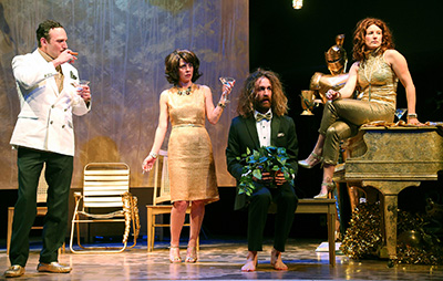 Jason Liebrecht, Lana Lesley, Thomas Graves, Hannah Kenah in Stop Hitting Yourself, LCT3/Lincoln Center Theater at the Claire Tow Theater, January 2014. Photo by Erin Baiano.