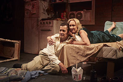 Luis Galindo and Kim Tobin-Lehl in Stark Naked Theatre Company’s production of Stage Kiss by Sarah Ruhl. Photo by Gabriella Nissen. 