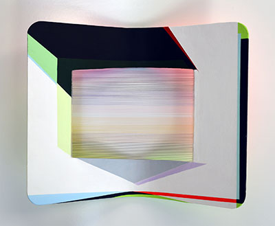 Xuan Chen, Light Threads #3, 2014. Mixed media on aluminum. Courtesy Richard Levy Gallery.