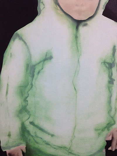 Marjorie Schwarz, hoodie, 2011. Water based oil on canvas. 14 x 11 in.