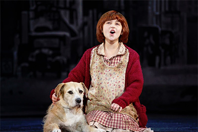 Issie Swickle  as Annie and  Sunny  as Sandy in “Tomorrow” 