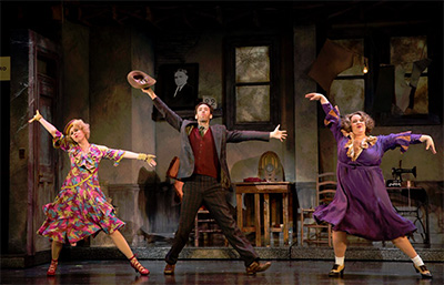 Lucy Werner as Lily, Garrett Deagon as Rooster Hannigan and Lynn Andrews as Miss Hannigan in “Easy Street”