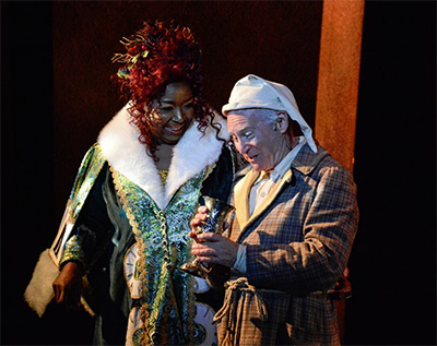 Jacqui Cross and Harvey Guion in the ZACH Theatre’s production of A Christmas Carol, with costumes by Susan Branch Towne. Photo by Kirk Tuck.