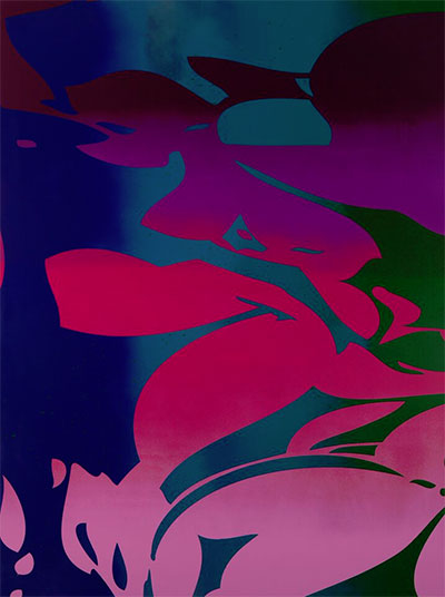 Zeke Williams, Large Floral (purple, pink, blue, green), 2015, acrylic on canvas, 96 x 72 inches