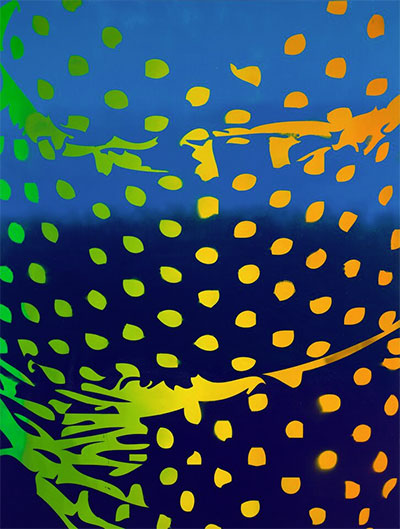 Zeke Williams,  Dots Torso (blue,green,yellow), 2015, acrylic on canvas, 96 x 72 inches