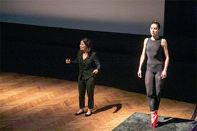 Lili Taylor and Katharine Precourt in Suzanne Bocanegra’s Body Cast as part of the Mitchell Center’s 2015 CounterCurrent Festival.  Photo by David A. Brown. 