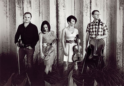 Apollo Chamber Players Matthew J. Detrick, Anabel Ramirez, Matthew Dudzik, and Whitney Bullock kick off their eighth season at the MATCH on Oct. 4, with the world premiere of Gilad Cohen’s Three Goat Blues as part of 20 x 2020. Photo by Cris Stephens. 