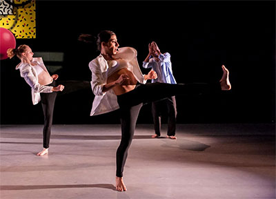 Kelsey Rohr, Alex Karigan Farrior and Joshua L. Peugh in Beautiful Knuckleheads, choreographed by Peugh. Photo by Sharen Bradford, courtesy of Dark Circles Contemporary Dance.